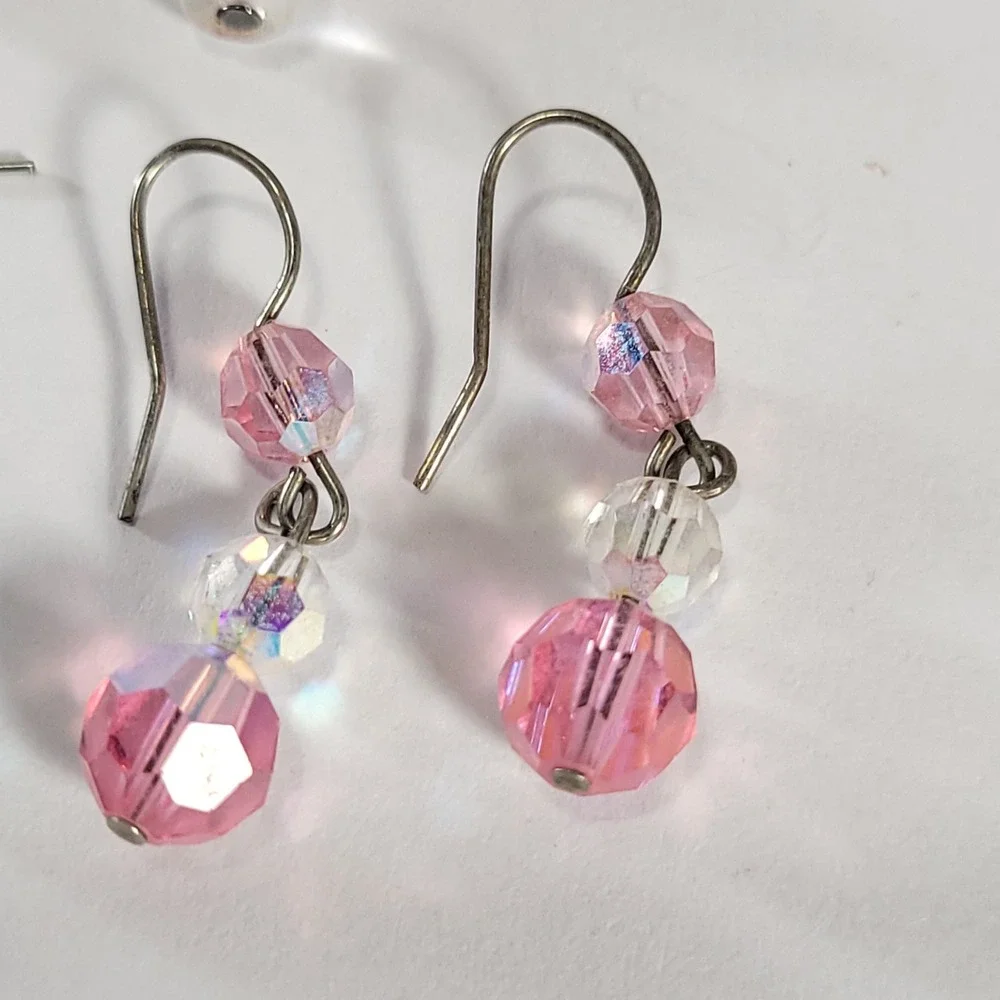 Handmade Beaded Drop Earrings Lot of 3 Multicolored Crystal Jewelry